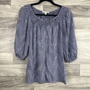 Banana Republic Blouse‎ Shirt Womens XS Purple Button Front Lightweight Office